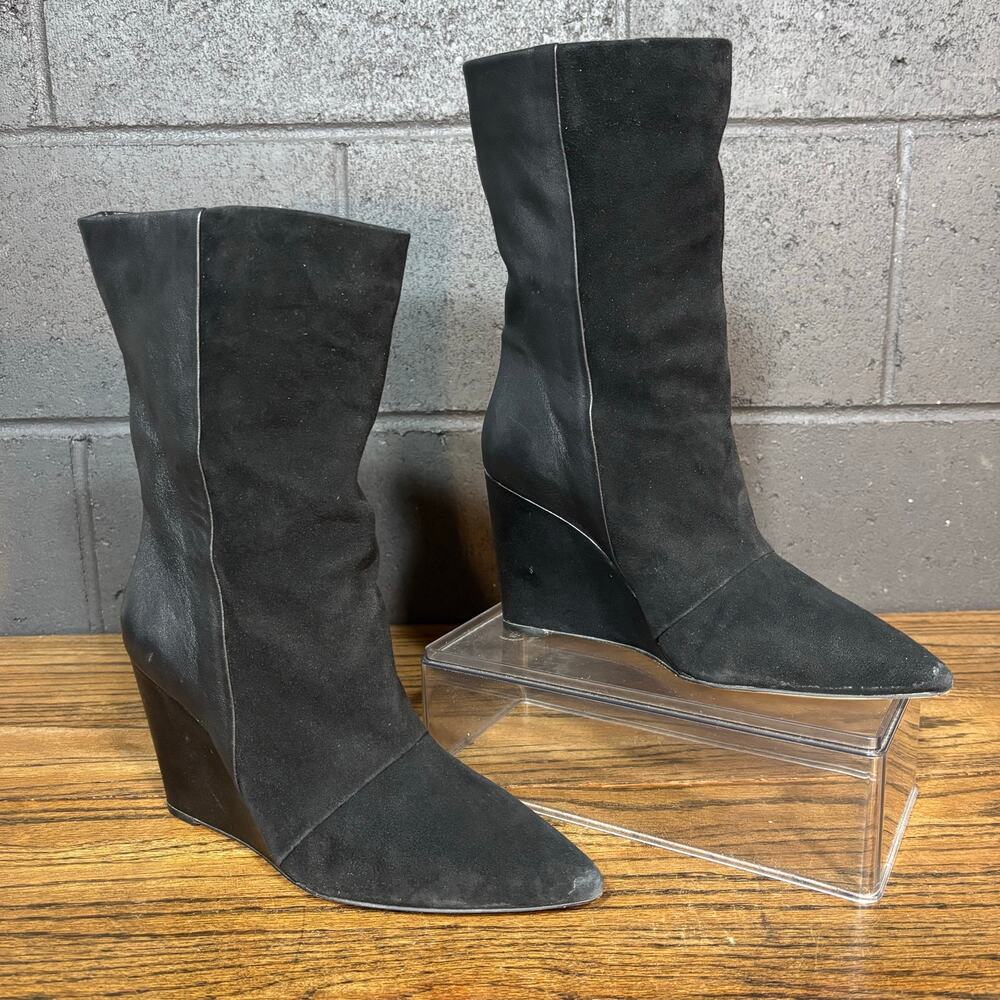 1. State Black Wedge Boots Women’s 8.5 Pointed Toe Mid Calf
